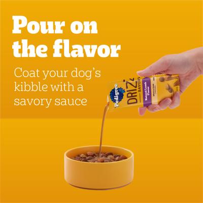 Show full view: Pedigree Drizzlers Savory Sauce Multipack Natural Lamb Flavor Wet Dog Food, 2.1-oz pouch, case of 22 slide 4 of 10
