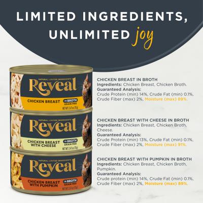 Show full view: Reveal Natural Grain-Free Variety of Chicken in Broth Flavored Wet Cat Food, 2.47-oz can, bundle of 24  slide 4 of 11