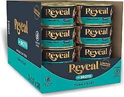 Reveal Natural Grain-Free Tuna Fillet in Broth Flavored Wet Cat Food, 2.47-oz can, case of 24