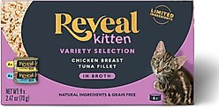 Reveal Natural Limited Ingredient Grain-Free Chicken & Tuna in Broth Variety Pack Wet Kitten Food, 2.47-oz, case of 8