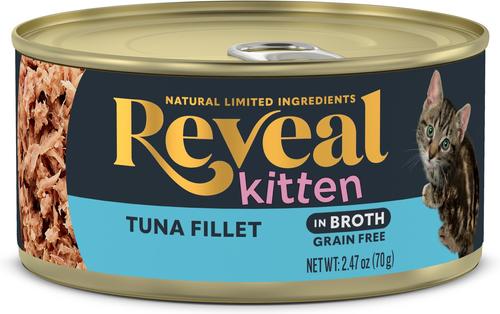 Show full view: Reveal Natural Limited Ingredient Grain-Free Tuna Fillet in Broth Wet Kitten Food, 2.47-oz, case of 12 slide 3 of 10