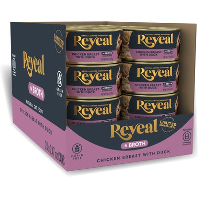 Reveal Reveal Natural Limited Ingredient Grain-Free Chicken Breast & Duck in Broth Wet Cat Food, 2.47-oz, case of 24