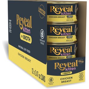 Reveal Natural Limited Ingredient Grain-Free Chicken Breast in Broth Wet Kitten Food, 2.47-oz, case of 12