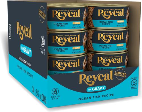 Show full view: Reveal Ocean Fish in Gravy + Tuna with Salmon in Gravy Flavored Wet Cat Food slide 3 of 9