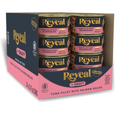 Reveal Reveal Natural Grain-Free Tuna with Salmon in Gravy Flavored Wet Cat Food, 2.47-oz can, case of 24