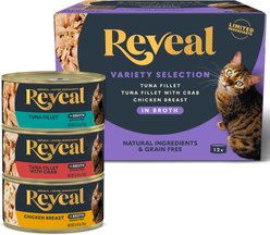 Reveal Natural Grain-Free Variety Fish & Chicken in Broth Flavored Wet Cat Food, 2.47-oz can, case of 12 slide 2 of 7