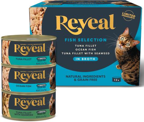Reveal Natural Grain-Free Variety of Fish in Broth Flavored Wet Cat Food