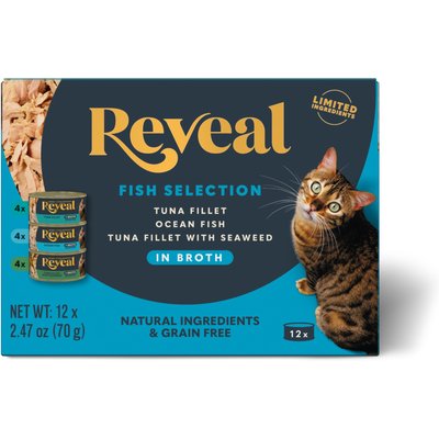 Reveal Reveal Natural Grain-Free Variety of Fish in Broth Flavored Wet Cat Food, 2.47-oz can, case of 12