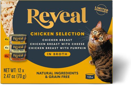 Show full view: Reveal Variety of Chicken in Broth + Variety of Fish in Broth Flavored Wet Cat Food slide 2 of 9