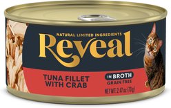 Reveal Natural Grain-Free Tuna with Crab in Broth Flavored Wet Cat Food, 2.47-oz can, case of 24 slide 2 of 8