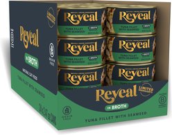Reveal Natural Grain-Free Tuna with Seaweed in Broth Flavored Wet Cat Food, 2.47-oz can, case of 24