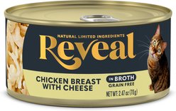 Reveal Natural Grain-Free Chicken Breast & Cheese in Broth Flavored Wet Cat Food, 2.47-oz can, case of 24 slide 2 of 7