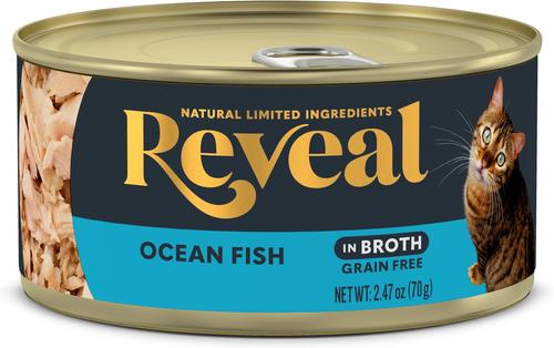 Show full view: Reveal Natural Grain-Free Ocean Fish in Broth Flavored Wet Cat Food, 2.47-oz can, case of 24 slide 3 of 9