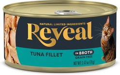 Reveal Natural Grain-Free Tuna Fillet in Broth Flavored Wet Cat Food, 2.47-oz can, case of 24 slide 2 of 7