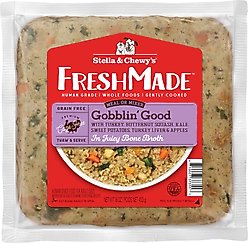 Stella & Chewy's FreshMade Frozen Fresh Grain-Free Gobblin' Good Dog Food, 16-oz pouch, 4 count