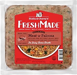 Stella & Chewy's FreshMade Frozen Fresh Grain-Free Meat-a-Palooza Dog Food, 16-oz pouch, 4 count
