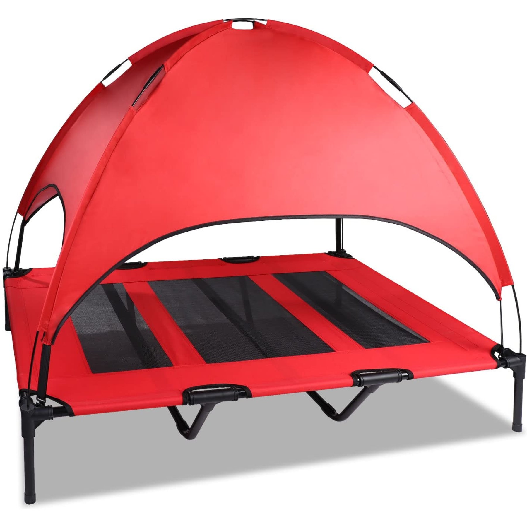 SMONTER Elevated Outdoor Canopy Dog Bed, Red, X-Large