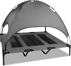 SMONTER Elevated Outdoor Canopy Dog Bed, Grey, X-Large
