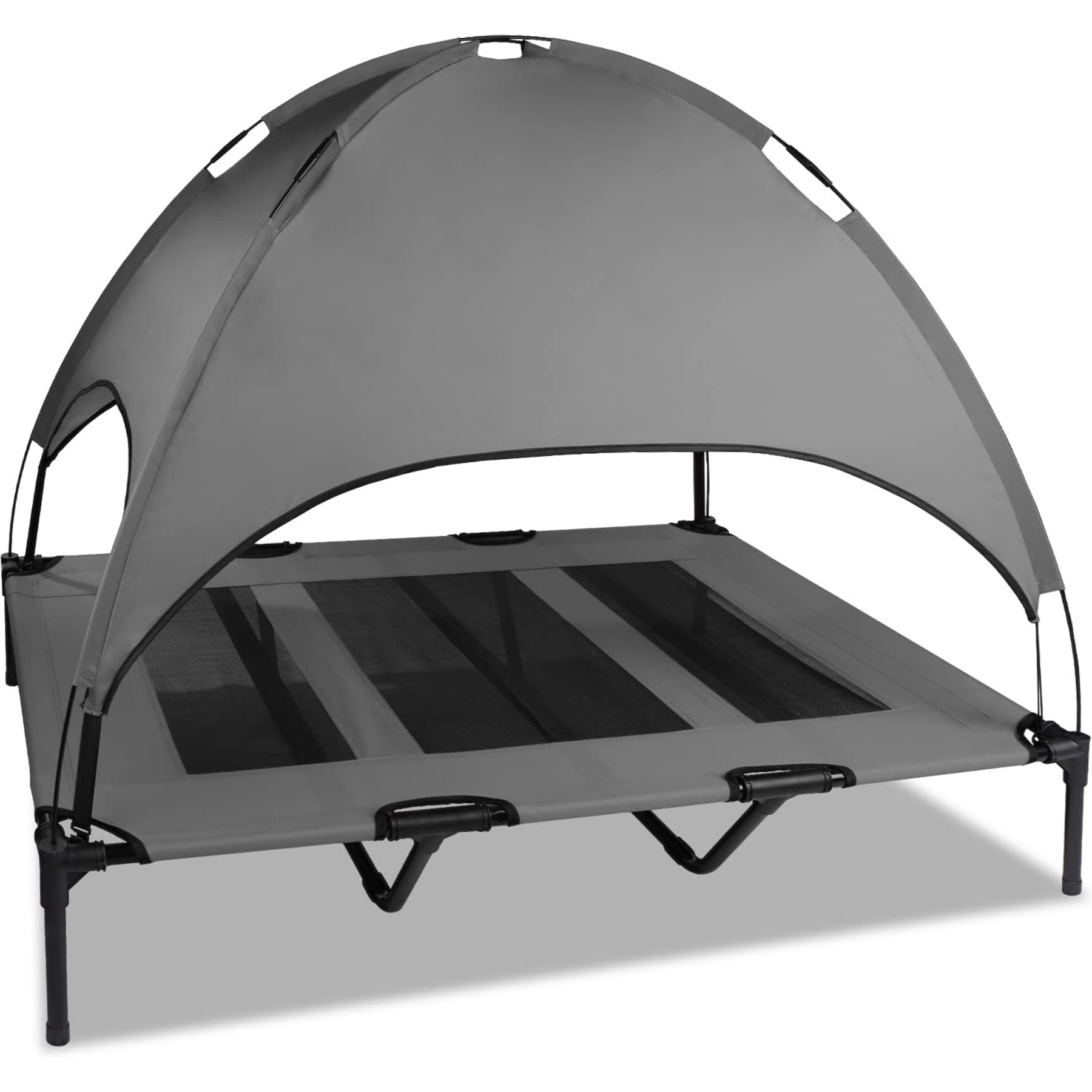 SMONTER Elevated Outdoor Canopy Dog Bed, Grey, X-Large