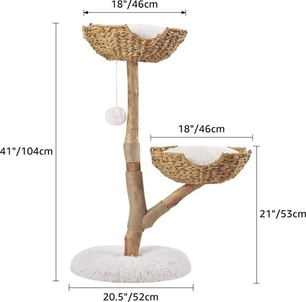Unipaws 41-Inch Basket Bed Cat Tree, White