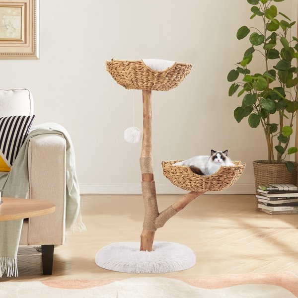 Unipaws 41-in Real Wood Branch 2 Level Cat Tree