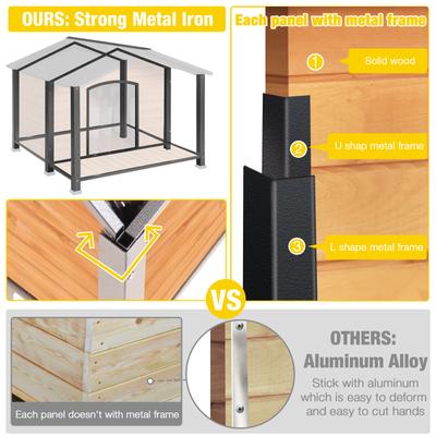 Show full view: Aivituvin AIR88 Heated Waterproof Wooden Dog House, Brown, Large slide 7 of 8