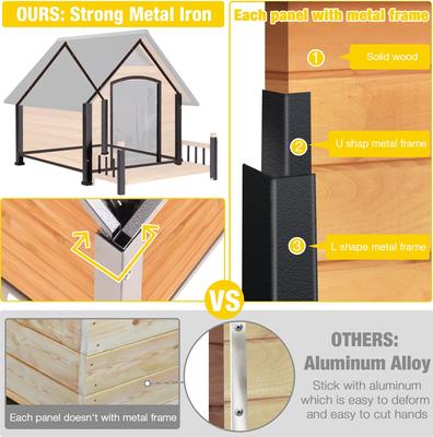 Show full view: Aivituvin AIR80 Heated Wooden Dog House, Brown, Large slide 7 of 9