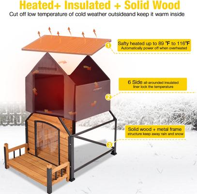 Show full view: Aivituvin AIR80 Heated Wooden Dog House, Brown, Large slide 3 of 9