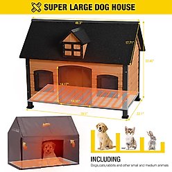 Aivituvin AIR90 Heated Insulated Wooden Dog House, Brown slide 2 of 6