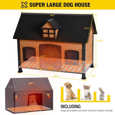 Show full view: Aivituvin AIR90 Heated Insulated Wooden Dog House, Brown slide 6 of 6
