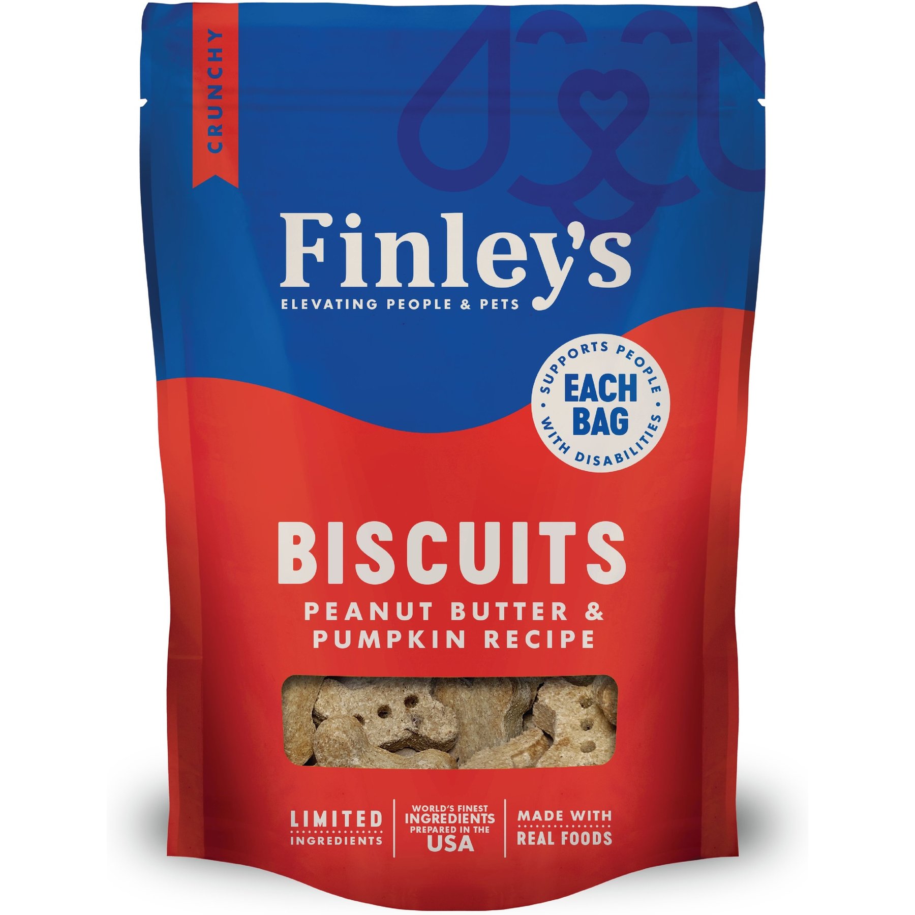 Finley's Wheat-Free Peanut Butter & Pumpkin Crunchy Biscuit Dog Treats, 6-oz bag