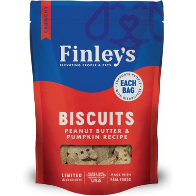Finley's Finley's Wheat-Free Peanut Butter & Pumpkin Crunchy Biscuit Dog Treats, 6-oz bag