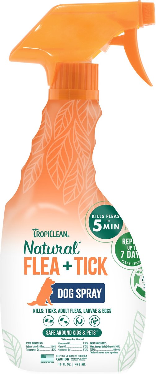 TROPICLEAN Natural Flea Tick Treatment Spray for Dogs Citrus Scent 16 fl oz bottle Chewy