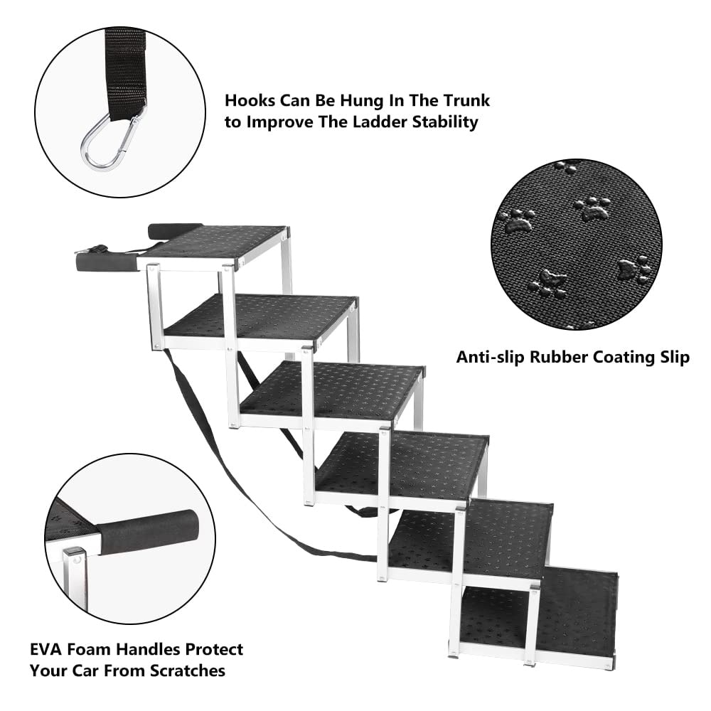 Step Ladder With Ramp SMONTER Portable Stairs Dog Ladder Ramp, 6 Step - Chewy.com