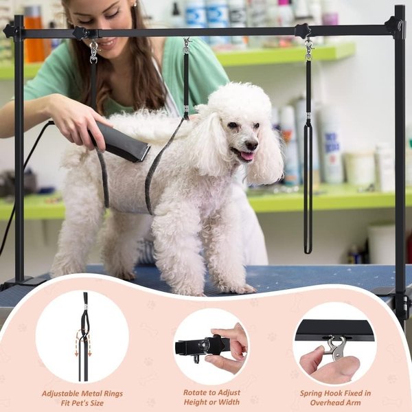 SMONTER Pet Grooming Table H-Shape Arm with Clamp, Black