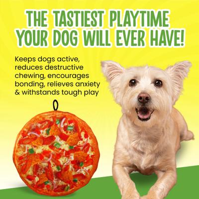 Show full view: Scoochie Pet Scoochzilla Chicago Pizza Squeaky Dog Chew Toy, 10-in slide 3 of 5