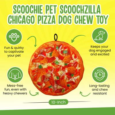 Show full view: Scoochie Pet Scoochzilla Chicago Pizza Squeaky Dog Chew Toy, 10-in slide 2 of 5