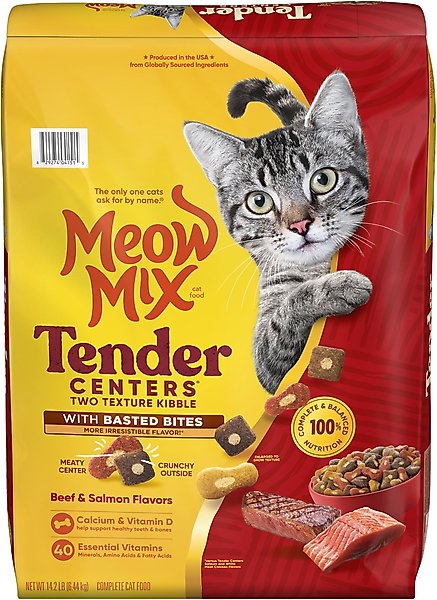 Meow Mix Tender Centers Basted Bites Beef & Salmon Flavors Dry Cat Food