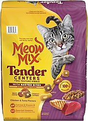 Meow Mix Tender Centers Basted Bites Chicken & Tuna Flavor Dry Cat Food, 14.2-lb bag