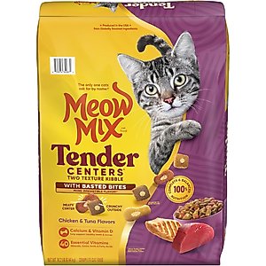 Meow Mix Tender Centers Basted Bites Chicken & Tuna Flavor Dry Cat Food, 14.2-lb bag