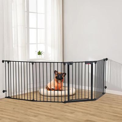 Show full view: SMONTER Metal Versatile Dog Gate with Door, Black, 4 Panels, 100-in W x 29-in H slide 7 of 10