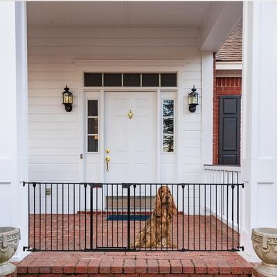 Show full view: SMONTER Metal Versatile Dog Gate with Door, Black, 4 Panels, 100-in W x 29-in H slide 8 of 10
