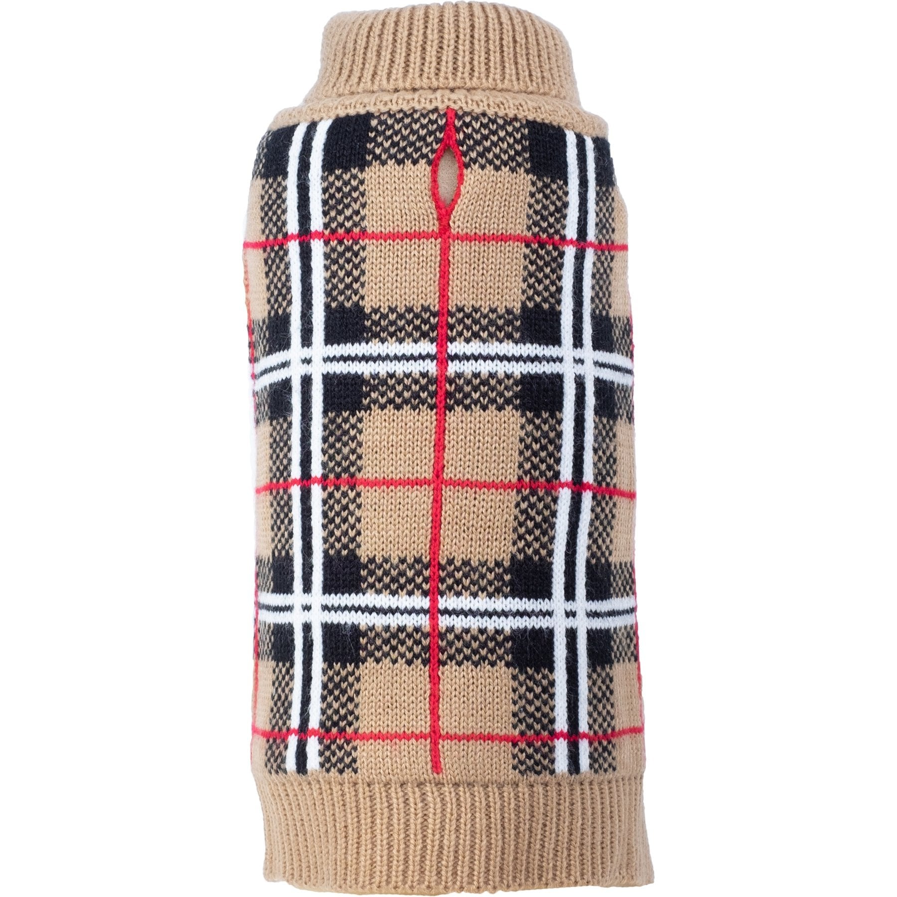 The Worthy Dog Tan Plaid Dog Sweater, Tan, XX-Large