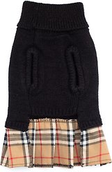 The Worthy Dog Turtleneck Dog Sweater Dress, Black/Beige, Small slide 2 of 3