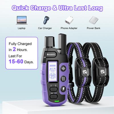 Show full view: Bousnic Waterproof Dog Training Collar, Purple, 2 count slide 7 of 8