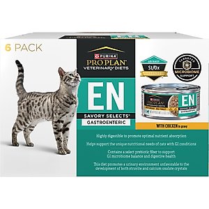 Purina Pro Plan Veterinary Diets EN Gastroenteric Savory Selects in Gravy with Chicken Wet Cat Food, 5.5-oz can, case of 6
