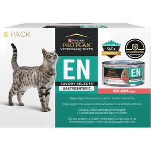 Purina Pro Plan Veterinary Diets EN Gastroenteric Savory Selects in Gravy with Salmon Wet Cat Food, 5.5-oz can, case of 6