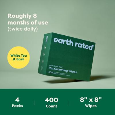 Show full view: Earth Rated Thick Hypoallergenic 3-in-1 Dog Grooming Wipes, White Tea Basil Scented, 400 count slide 7 of 10