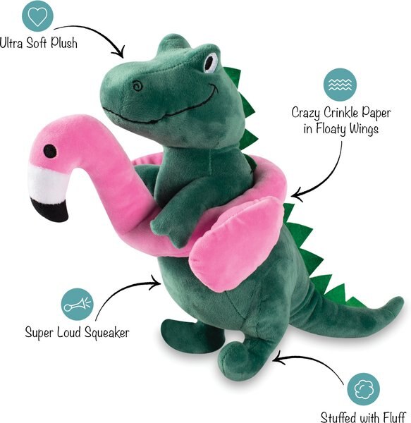 PETSHOP BY FRINGE STUDIO Flamingo Fun Large Squeaky Plush Dog Toy