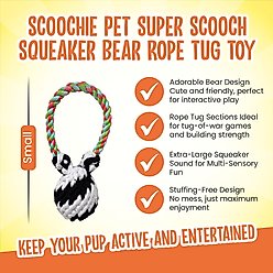 Scoochie Pet Super Scooch Squeaker Bear Rope Dog Tug Toy, Small slide 2 of 5